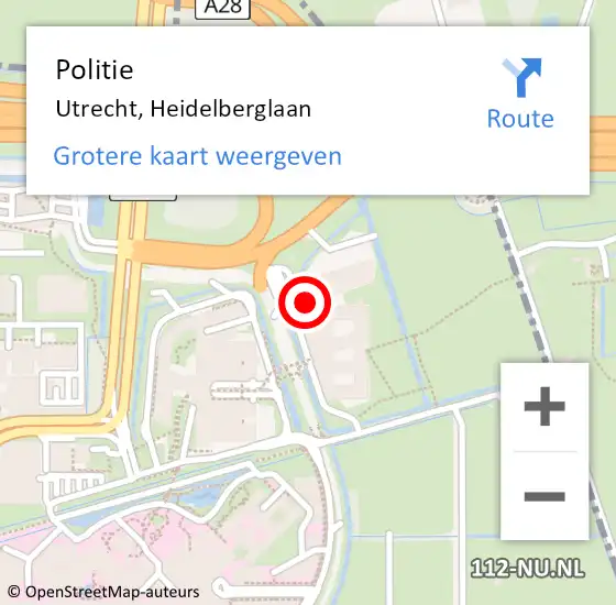 Locatie op kaart van de 112 melding: Politie Utrecht, Heidelberglaan op 28 juni 2023 21:10