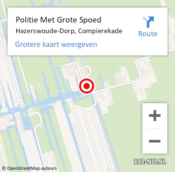 Locatie op kaart van de 112 melding: Politie Met Grote Spoed Naar Hazerswoude-Dorp, Compierekade op 28 juni 2023 21:12