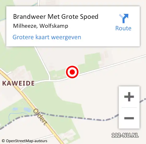 Locatie op kaart van de 112 melding: Brandweer Met Grote Spoed Naar Milheeze, Wolfskamp op 28 juni 2023 21:18