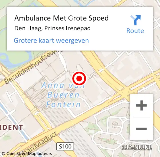 Locatie op kaart van de 112 melding: Ambulance Met Grote Spoed Naar Den Haag, Prinses Irenepad op 28 juni 2023 21:18