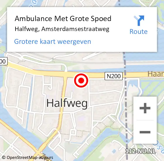 Locatie op kaart van de 112 melding: Ambulance Met Grote Spoed Naar Halfweg, Amsterdamsestraatweg op 28 juni 2023 21:40