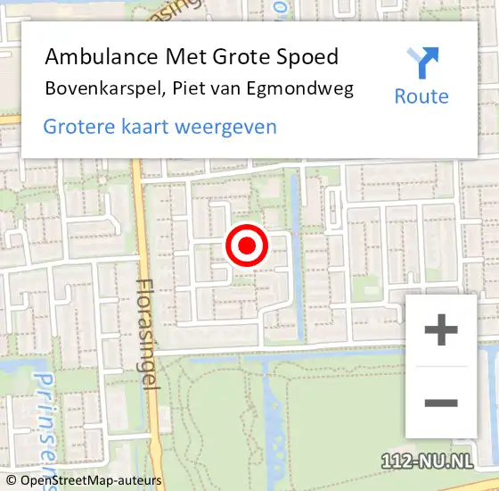 Locatie op kaart van de 112 melding: Ambulance Met Grote Spoed Naar Bovenkarspel, Piet van Egmondweg op 28 juni 2023 22:01