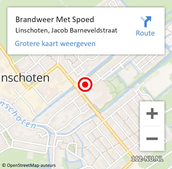 Locatie op kaart van de 112 melding: Brandweer Met Spoed Naar Linschoten, Jacob Barneveldstraat op 28 juni 2023 22:32