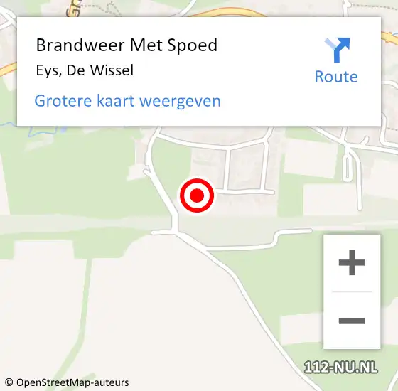 Locatie op kaart van de 112 melding: Brandweer Met Spoed Naar Eys, De Wissel op 28 juni 2023 23:09