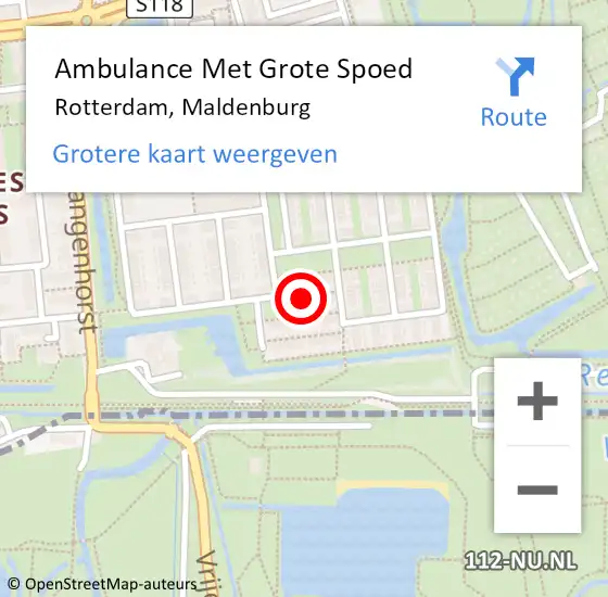Locatie op kaart van de 112 melding: Ambulance Met Grote Spoed Naar Rotterdam, Maldenburg op 28 juni 2023 23:27