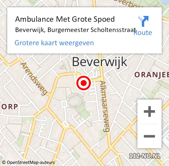 Locatie op kaart van de 112 melding: Ambulance Met Grote Spoed Naar Beverwijk, Burgemeester Scholtensstraat op 28 juni 2023 23:28