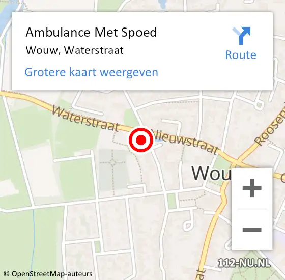 Locatie op kaart van de 112 melding: Ambulance Met Spoed Naar Wouw, Waterstraat op 30 augustus 2014 18:59