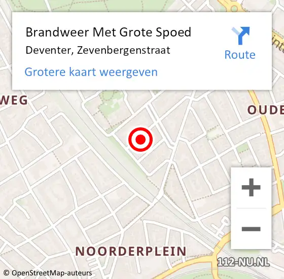 Locatie op kaart van de 112 melding: Brandweer Met Grote Spoed Naar Deventer, Zevenbergenstraat op 29 juni 2023 01:22