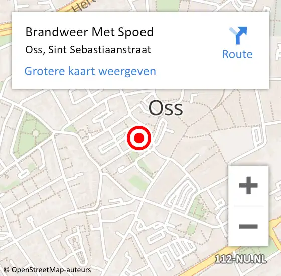 Locatie op kaart van de 112 melding: Brandweer Met Spoed Naar Oss, Sint Sebastiaanstraat op 29 juni 2023 02:33