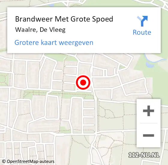 Locatie op kaart van de 112 melding: Brandweer Met Grote Spoed Naar Waalre, De Vleeg op 29 juni 2023 03:04