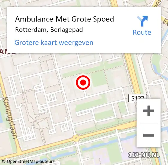 Locatie op kaart van de 112 melding: Ambulance Met Grote Spoed Naar Rotterdam, Berlagepad op 29 juni 2023 03:45