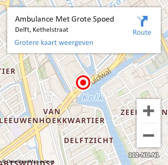 Locatie op kaart van de 112 melding: Ambulance Met Grote Spoed Naar Delft, Kethelstraat op 29 juni 2023 04:25