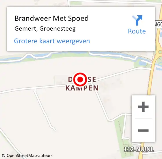 Locatie op kaart van de 112 melding: Brandweer Met Spoed Naar Gemert, Groenesteeg op 29 juni 2023 08:08