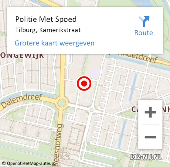 Locatie op kaart van de 112 melding: Politie Met Spoed Naar Tilburg, Kamerikstraat op 29 juni 2023 08:10