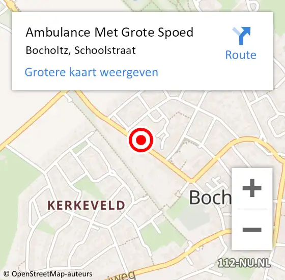 Locatie op kaart van de 112 melding: Ambulance Met Grote Spoed Naar Bocholtz, Schoolstraat op 30 augustus 2014 19:20