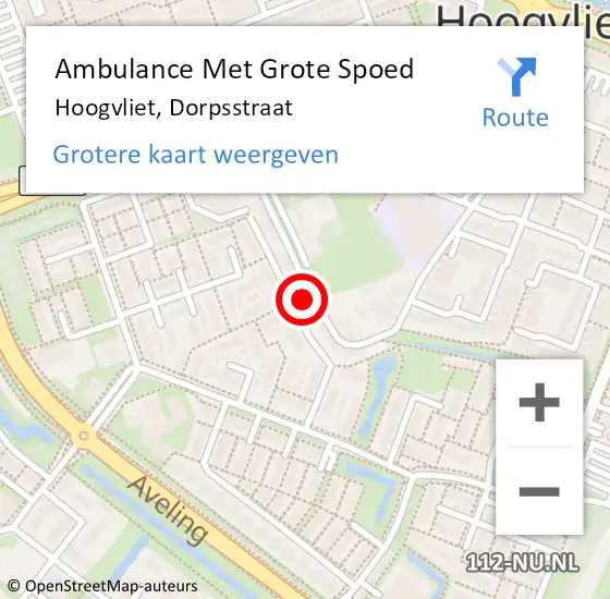 Locatie op kaart van de 112 melding: Ambulance Met Grote Spoed Naar Hoogvliet, Dorpsstraat op 29 juni 2023 08:48