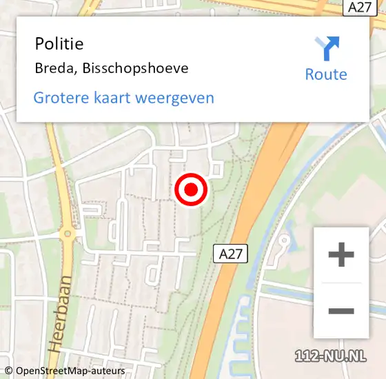 Locatie op kaart van de 112 melding: Politie Breda, Bisschopshoeve op 29 juni 2023 10:05