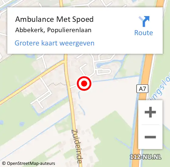 Locatie op kaart van de 112 melding: Ambulance Met Spoed Naar Abbekerk, Populierenlaan op 30 augustus 2014 19:37