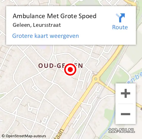 Locatie op kaart van de 112 melding: Ambulance Met Grote Spoed Naar Geleen, Leursstraat op 30 augustus 2014 19:43
