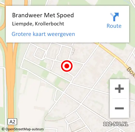 Locatie op kaart van de 112 melding: Brandweer Met Spoed Naar Liempde, Krollerbocht op 29 juni 2023 11:47