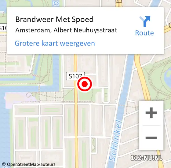 Locatie op kaart van de 112 melding: Brandweer Met Spoed Naar Amsterdam, Albert Neuhuysstraat op 29 juni 2023 11:50