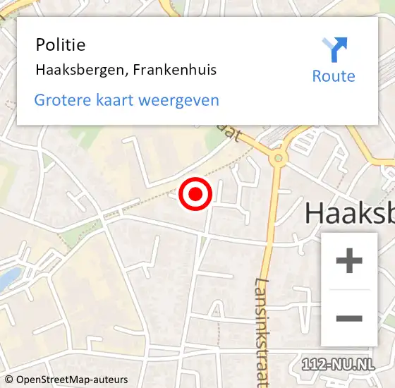 Locatie op kaart van de 112 melding: Politie Haaksbergen, Frankenhuis op 29 juni 2023 12:27