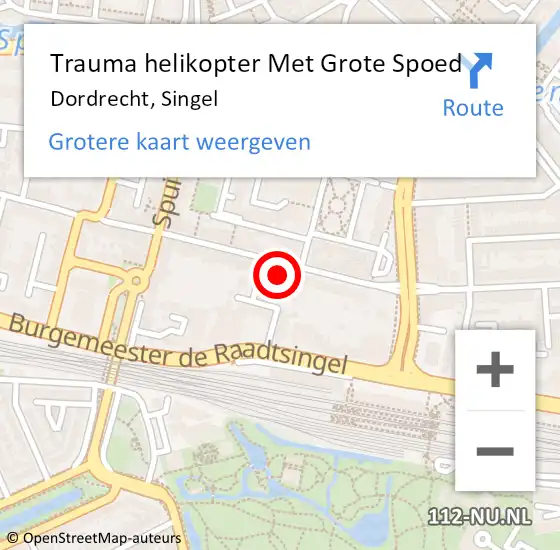 Locatie op kaart van de 112 melding: Trauma helikopter Met Grote Spoed Naar Dordrecht, Singel op 29 juni 2023 12:32