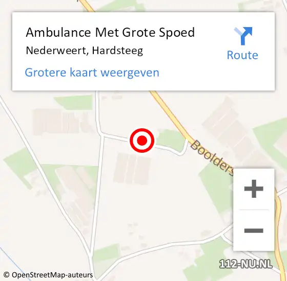 Locatie op kaart van de 112 melding: Ambulance Met Grote Spoed Naar Nederweert, Hardsteeg op 29 juni 2023 12:33