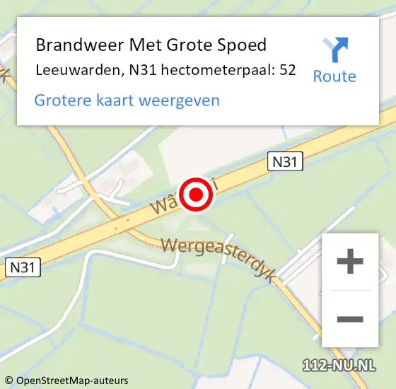 Locatie op kaart van de 112 melding: Brandweer Met Grote Spoed Naar Leeuwarden, N31 hectometerpaal: 52 op 29 juni 2023 12:34