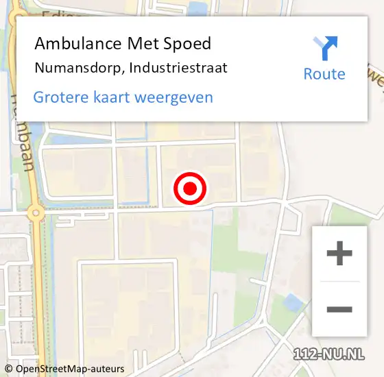 Locatie op kaart van de 112 melding: Ambulance Met Spoed Naar Numansdorp, Industriestraat op 29 juni 2023 12:45