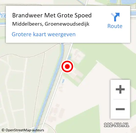 Locatie op kaart van de 112 melding: Brandweer Met Grote Spoed Naar Middelbeers, Groenewoudsedijk op 29 juni 2023 12:46