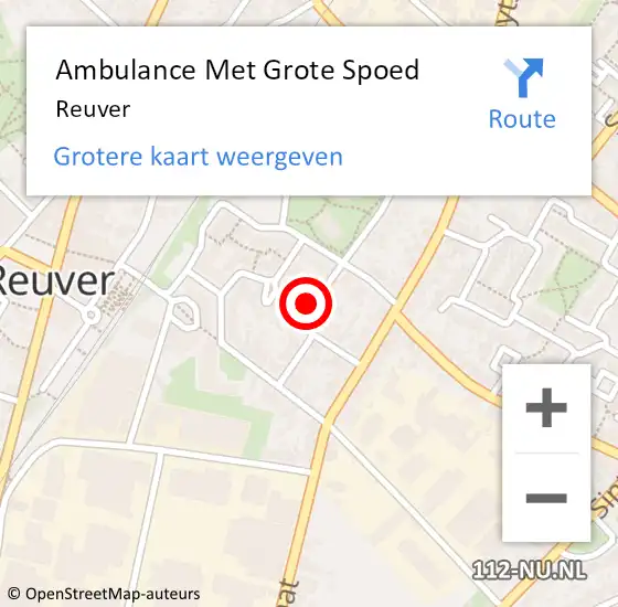 Locatie op kaart van de 112 melding: Ambulance Met Grote Spoed Naar Reuver op 29 juni 2023 12:57