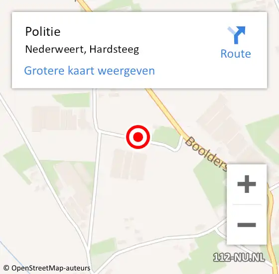 Locatie op kaart van de 112 melding: Politie Nederweert, Hardsteeg op 29 juni 2023 13:00