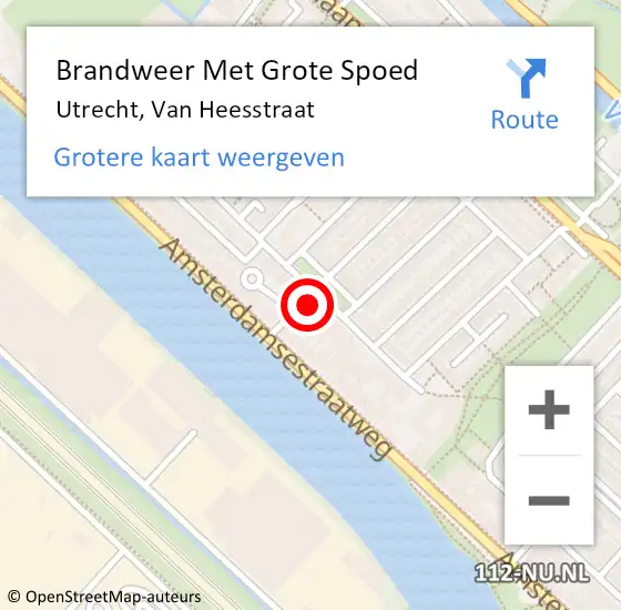 Locatie op kaart van de 112 melding: Brandweer Met Grote Spoed Naar Utrecht, Van Heesstraat op 29 juni 2023 13:14