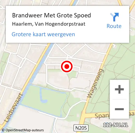 Locatie op kaart van de 112 melding: Brandweer Met Grote Spoed Naar Haarlem, Van Hogendorpstraat op 29 juni 2023 13:37