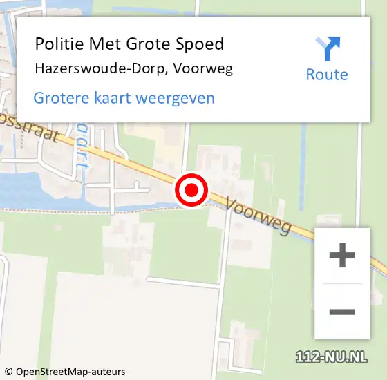 Locatie op kaart van de 112 melding: Politie Met Grote Spoed Naar Hazerswoude-Dorp, Voorweg op 29 juni 2023 13:37