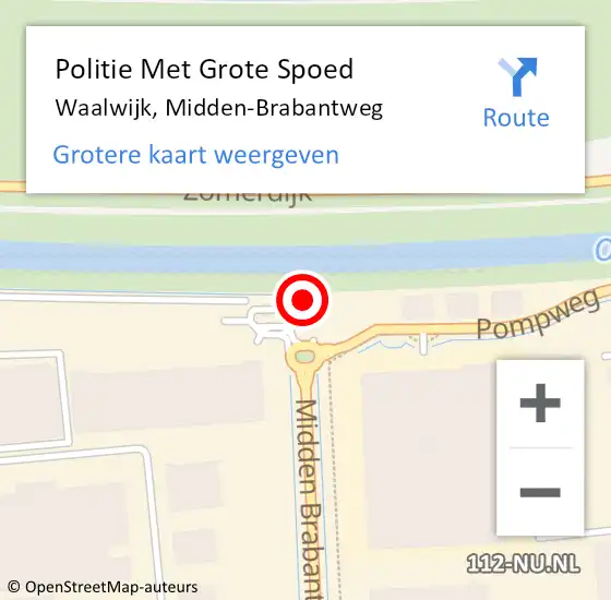 Locatie op kaart van de 112 melding: Politie Met Grote Spoed Naar Waalwijk, Midden-Brabantweg op 29 juni 2023 13:47