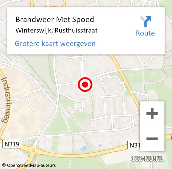 Locatie op kaart van de 112 melding: Brandweer Met Spoed Naar Winterswijk, Rusthuisstraat op 29 juni 2023 13:55