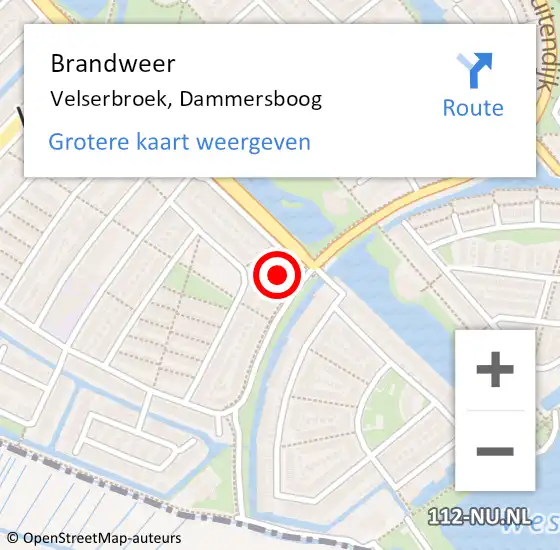 Locatie op kaart van de 112 melding: Brandweer Velserbroek, Dammersboog op 29 juni 2023 13:57