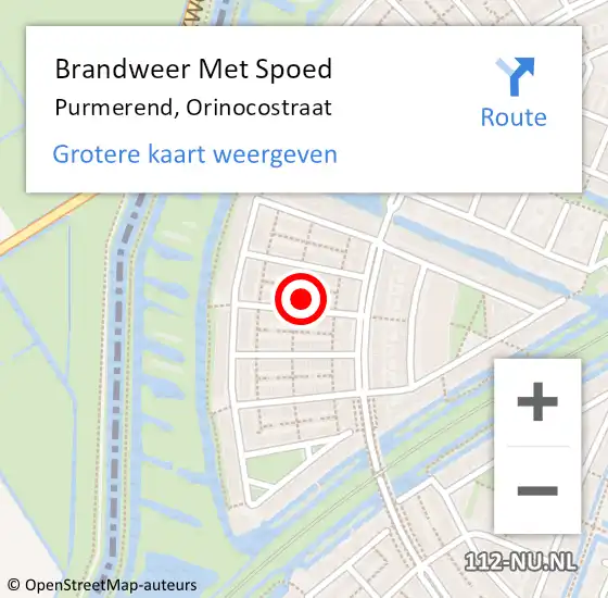 Locatie op kaart van de 112 melding: Brandweer Met Spoed Naar Purmerend, Orinocostraat op 29 juni 2023 13:59