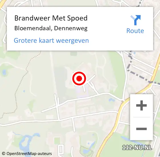 Locatie op kaart van de 112 melding: Brandweer Met Spoed Naar Bloemendaal, Dennenweg op 29 juni 2023 14:04