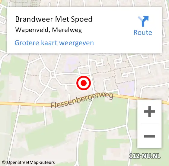 Locatie op kaart van de 112 melding: Brandweer Met Spoed Naar Wapenveld, Merelweg op 29 juni 2023 14:16