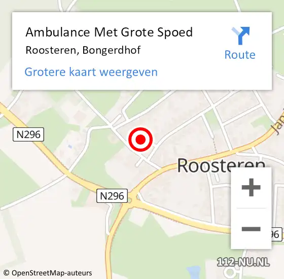 Locatie op kaart van de 112 melding: Ambulance Met Grote Spoed Naar Roosteren, Bongerdhof op 30 augustus 2014 20:18