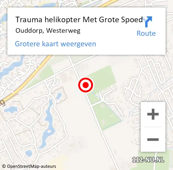 Locatie op kaart van de 112 melding: Trauma helikopter Met Grote Spoed Naar Ouddorp, Westerweg op 29 juni 2023 14:47