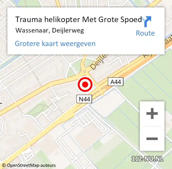 Locatie op kaart van de 112 melding: Trauma helikopter Met Grote Spoed Naar Wassenaar, Deijlerweg op 29 juni 2023 15:06