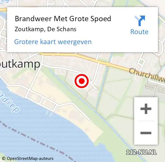 Locatie op kaart van de 112 melding: Brandweer Met Grote Spoed Naar Zoutkamp, De Schans op 29 juni 2023 15:07