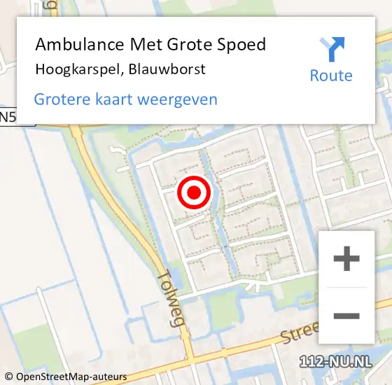 Locatie op kaart van de 112 melding: Ambulance Met Grote Spoed Naar Hoogkarspel, Blauwborst op 29 juni 2023 15:10