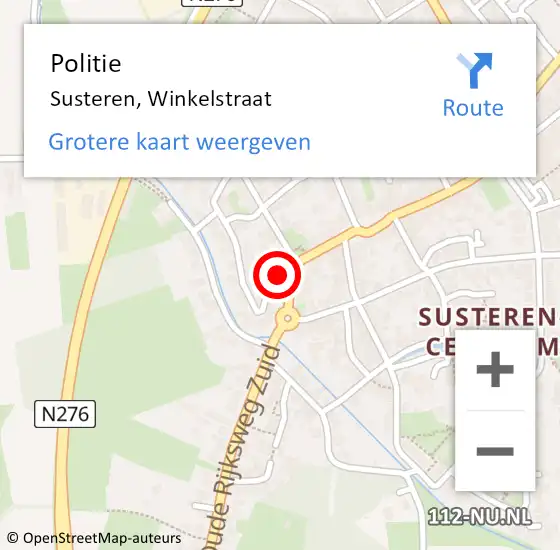 Locatie op kaart van de 112 melding: Politie Susteren, Winkelstraat op 29 juni 2023 15:36