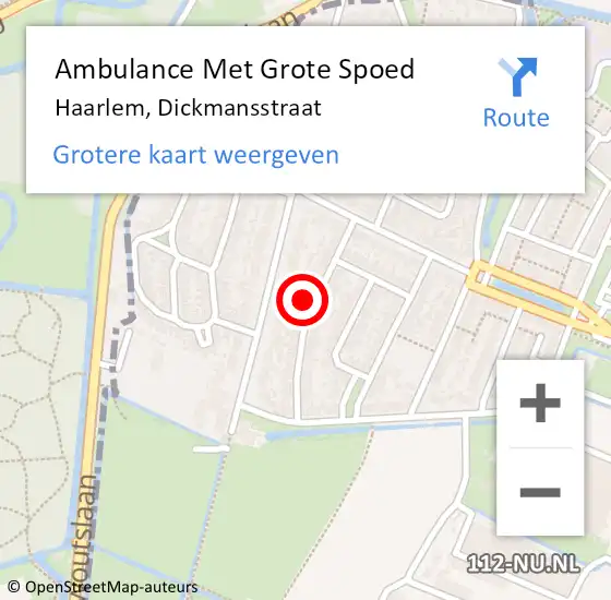 Locatie op kaart van de 112 melding: Ambulance Met Grote Spoed Naar Haarlem, Dickmansstraat op 29 juni 2023 15:40