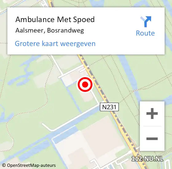 Locatie op kaart van de 112 melding: Ambulance Met Spoed Naar Aalsmeer, Bosrandweg op 29 juni 2023 15:45